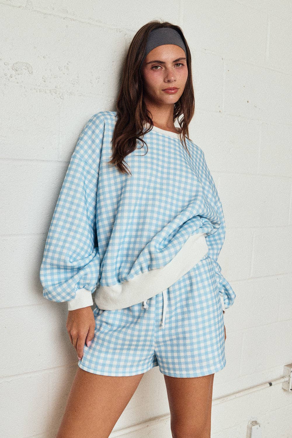 Blue Gingham Lounge Set