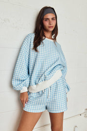 Blue Gingham Lounge Set