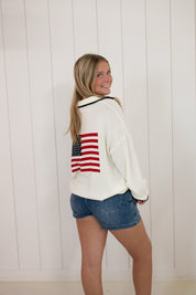 "USA" Half Zip Sweater