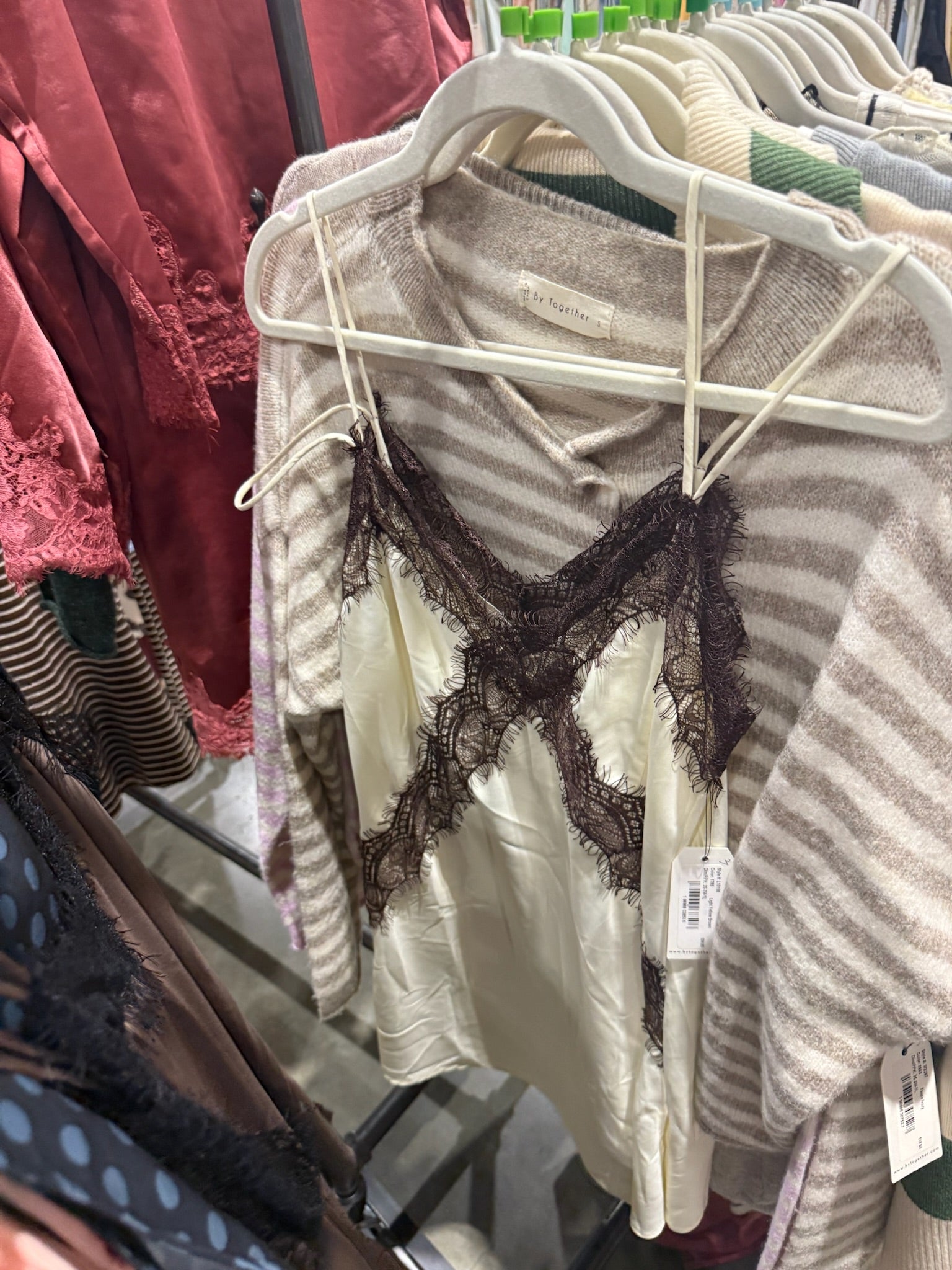 Pale Yellow Lace Detail Tank