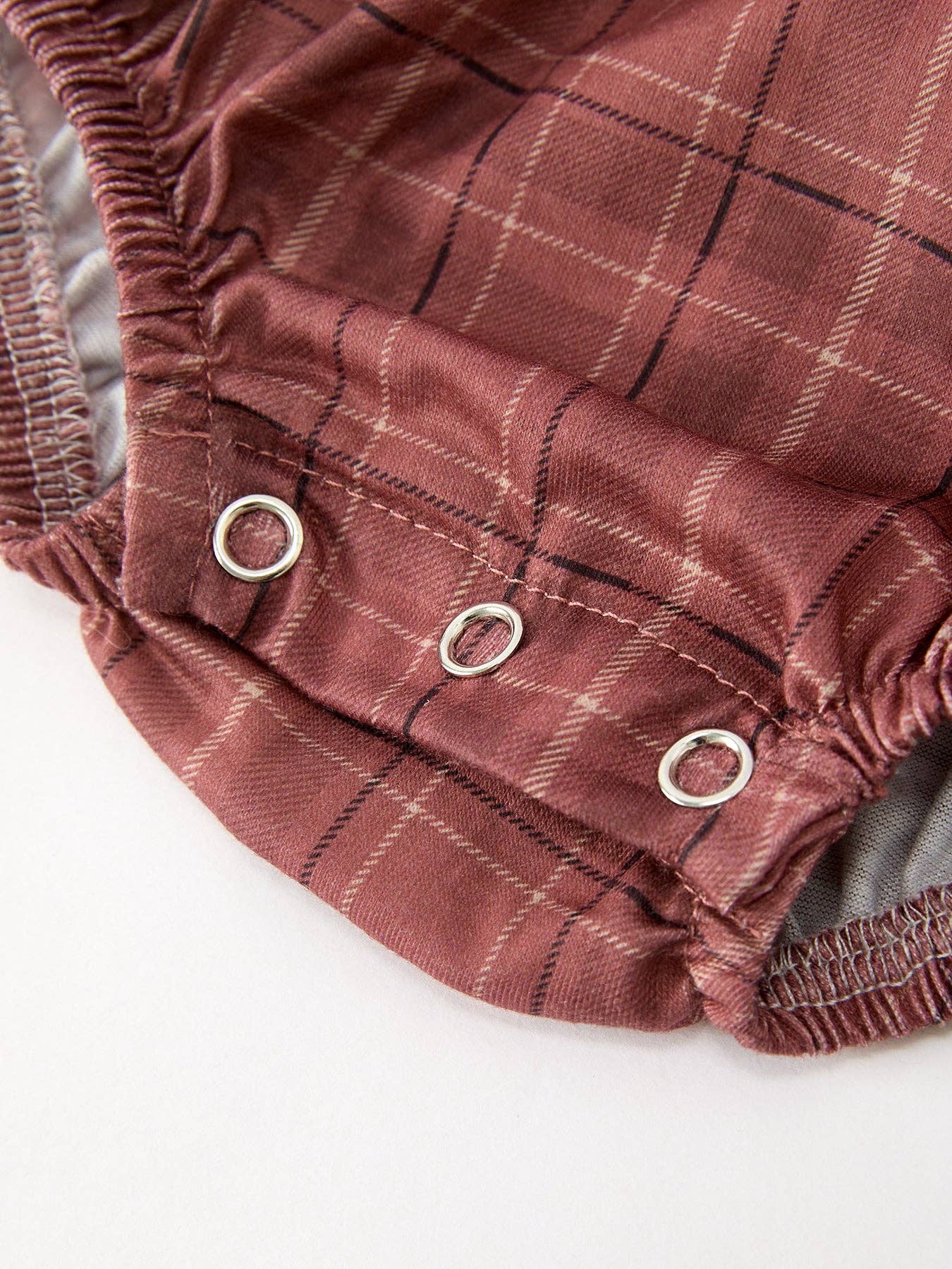 Brown Plaid Floral Romper — view 5