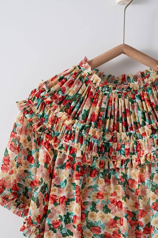 Aurora of Ruffle Short Sleeve Blouse