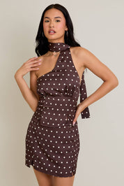 Halter Neckline Polka Dot Top & Low Rise Skirt