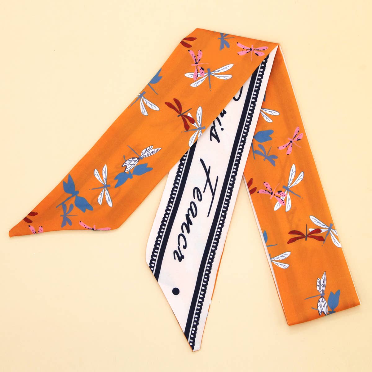 Orange Letter Scarf Hair Tie Ribbon showing color: orange