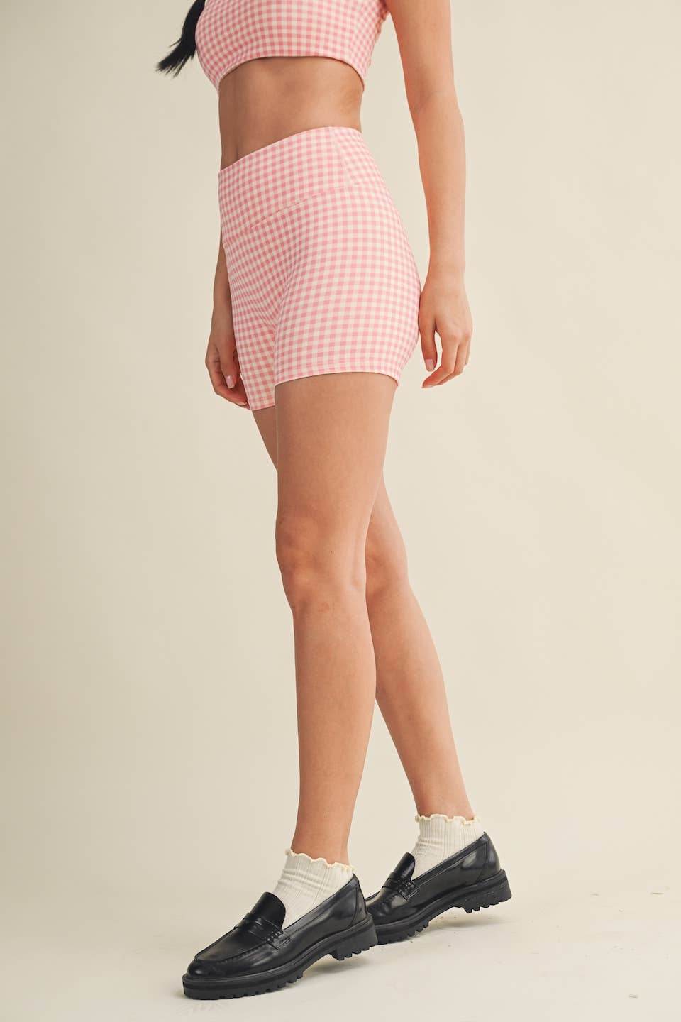 Hot Pink Gingham Biker Shorts