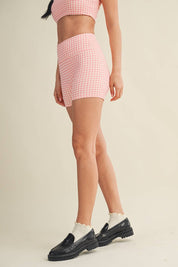 Hot Pink Gingham Biker Shorts