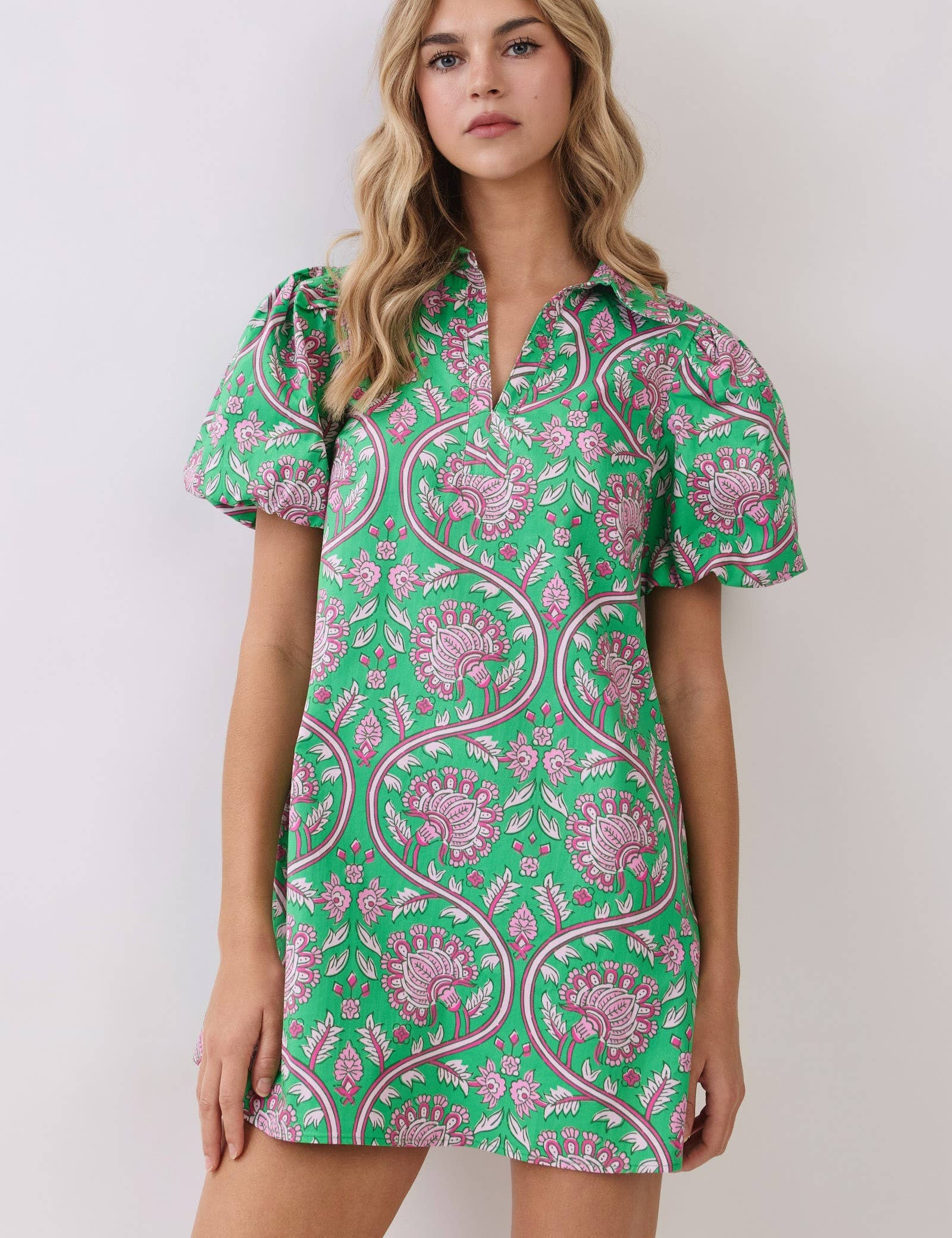 Green Paisley Mini Dress