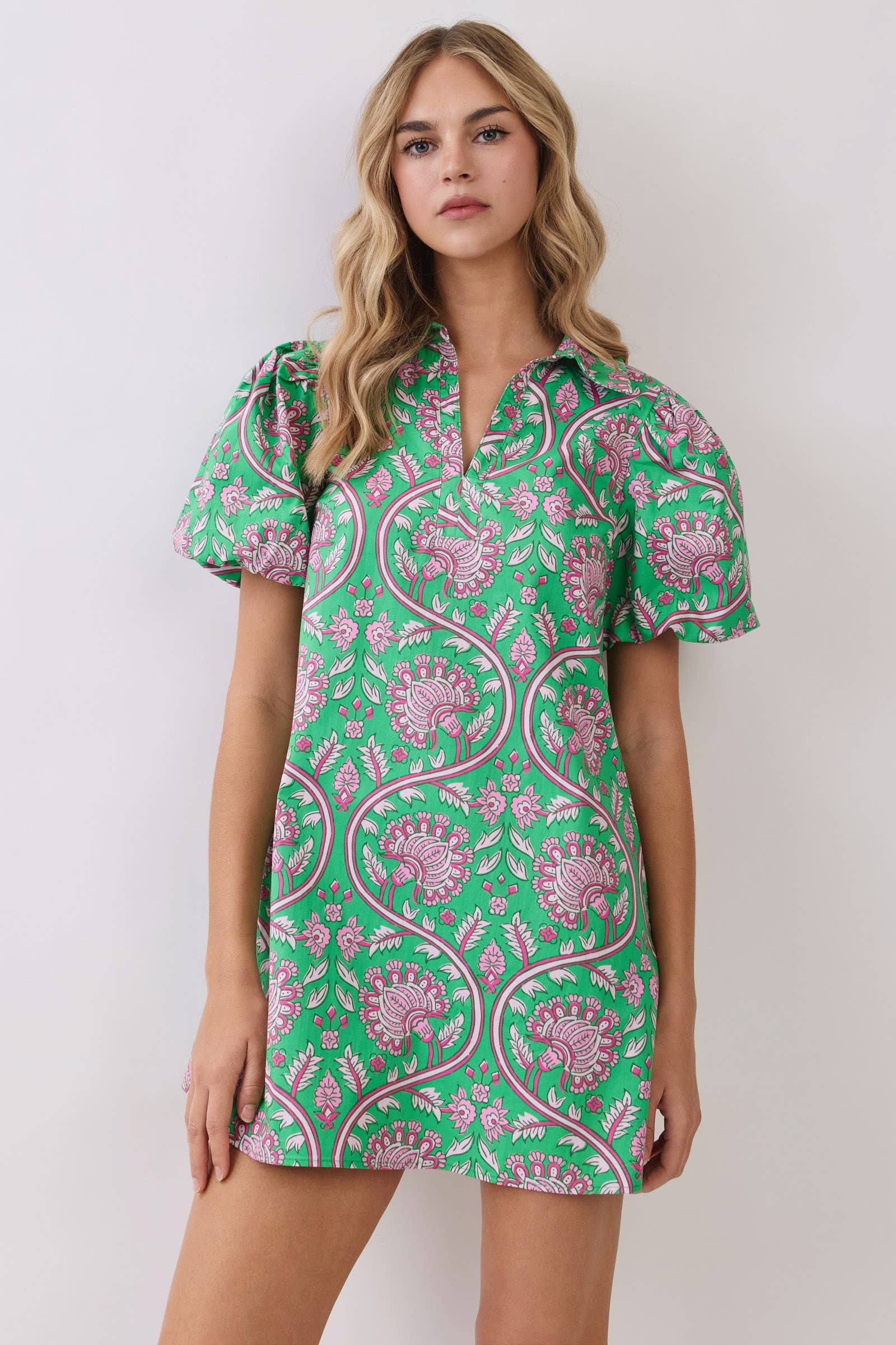 Green Paisley Mini Dress