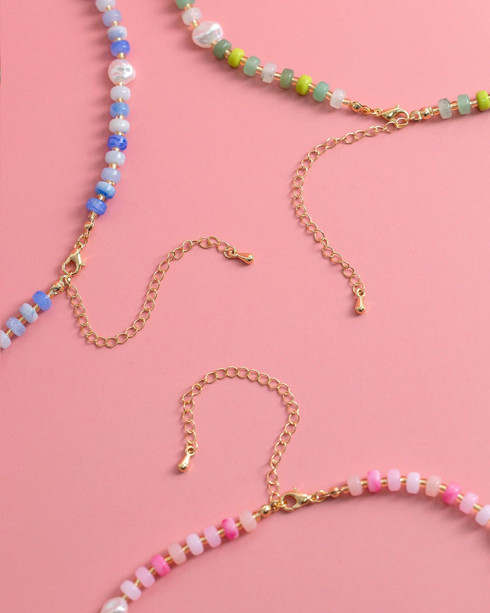 Blue Coquette Bead Pearl Necklace