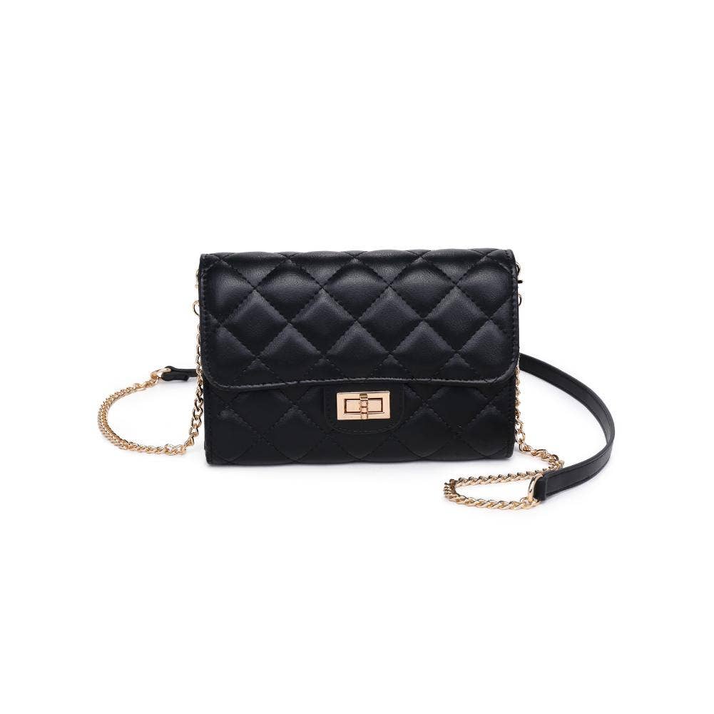 Black Winona Quilted  Multi-Compartment Crossbody