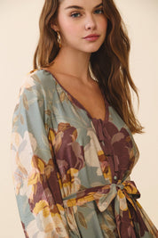 Floral A Line Tie Button Down Dress