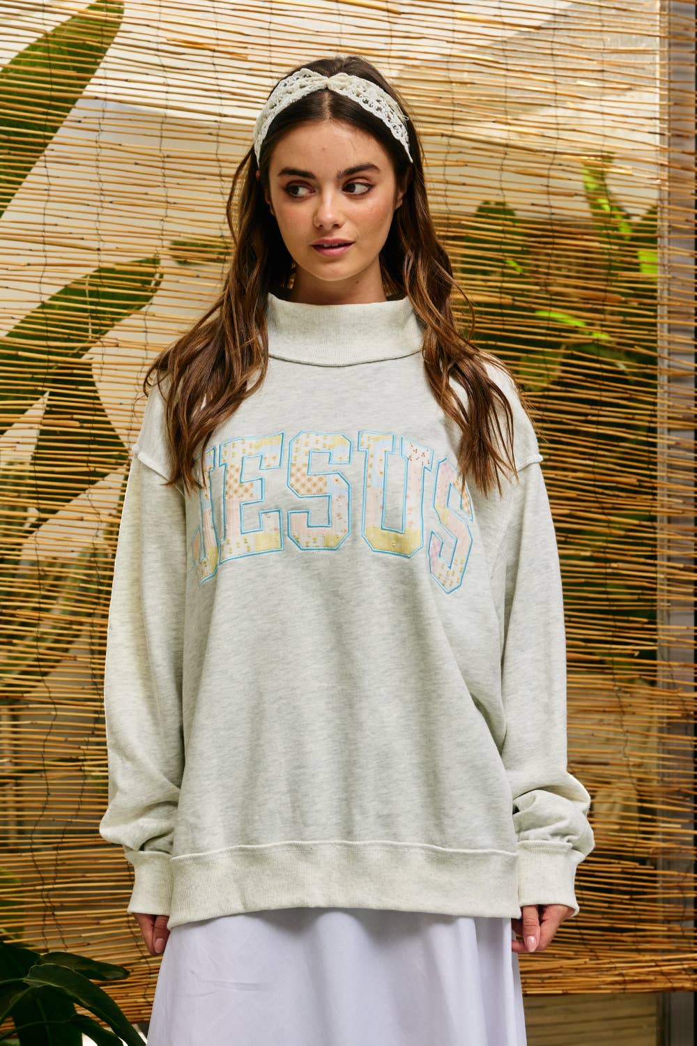 Patchwork Embroidered Jesus Sweatshirt