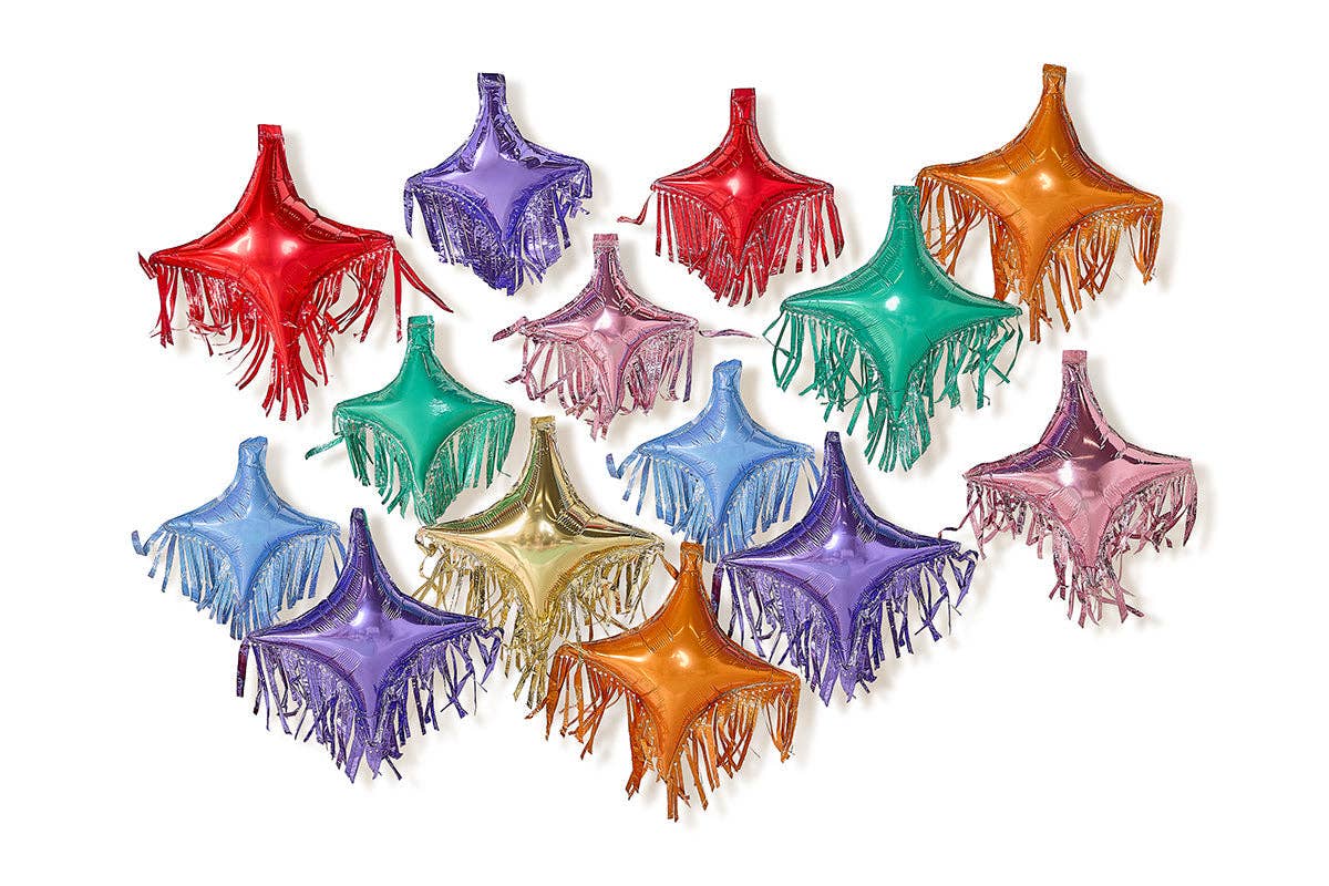 Multicolor Fringe Balloon Pack (14 ct) — 14 count mylar balloon pack and large balloons: 16" x 14"