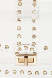 Transparent Rectangle Rhinestone Trim Bag