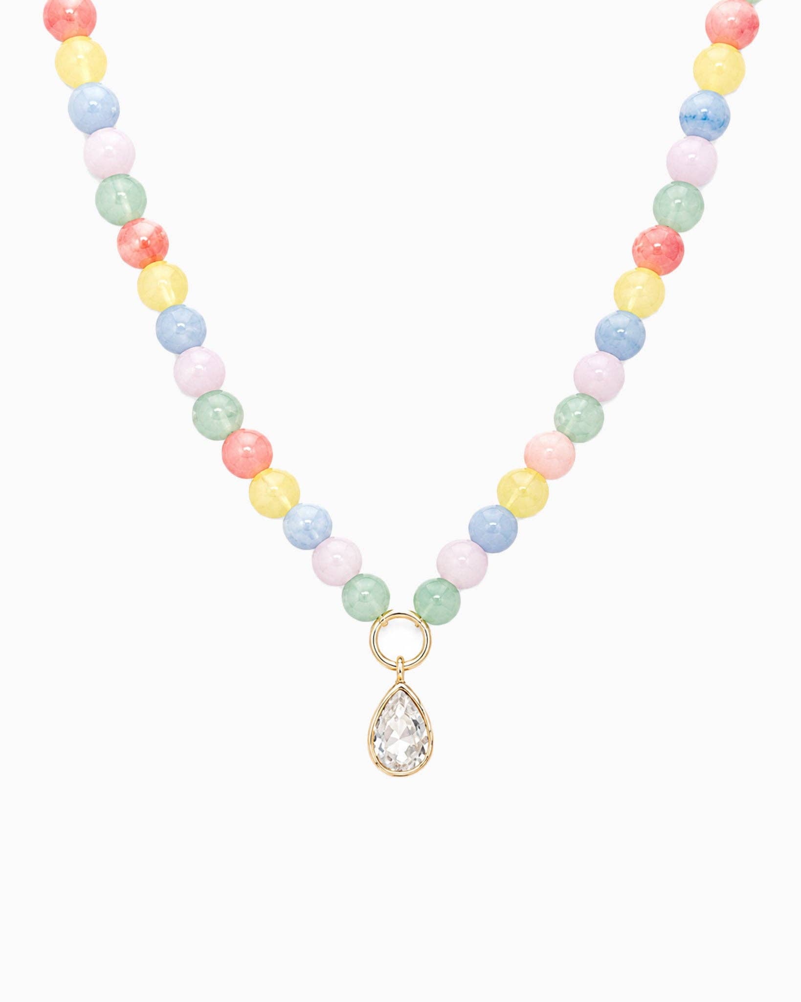 Marble Pastel Bead Teardrop Charm Necklace
