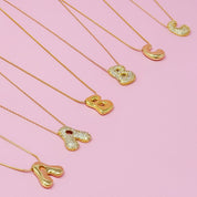Crystal Bubble Initial Necklace: C at Ninety Nine Boutique, view 7