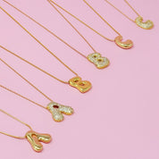 Crystal Bubble Initial Necklace: C