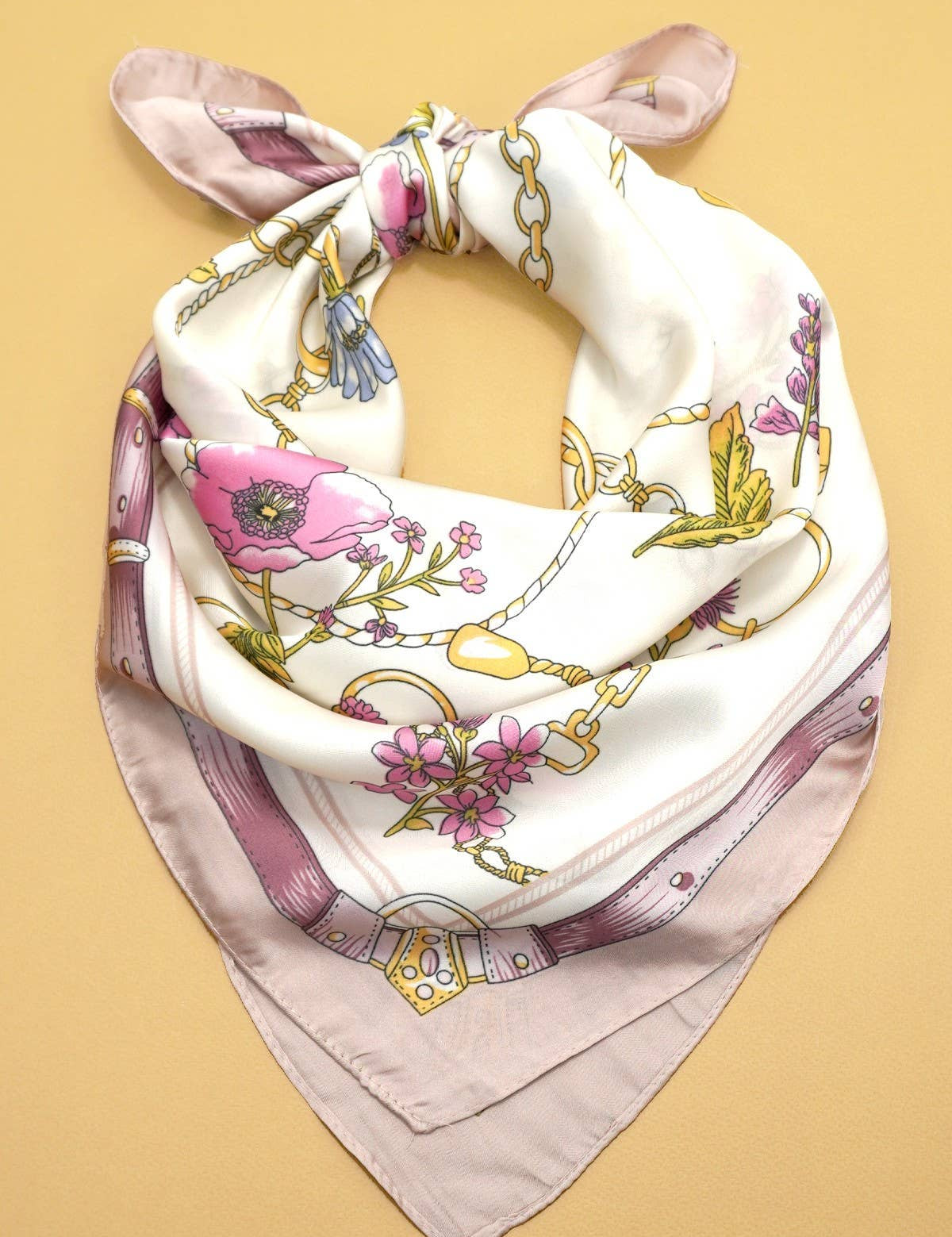 Vintage Floral Print Bandana Scarf — long 27" width 27"