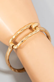 Hammered Rectangle Coil Spring Hook Bangle Bracelet