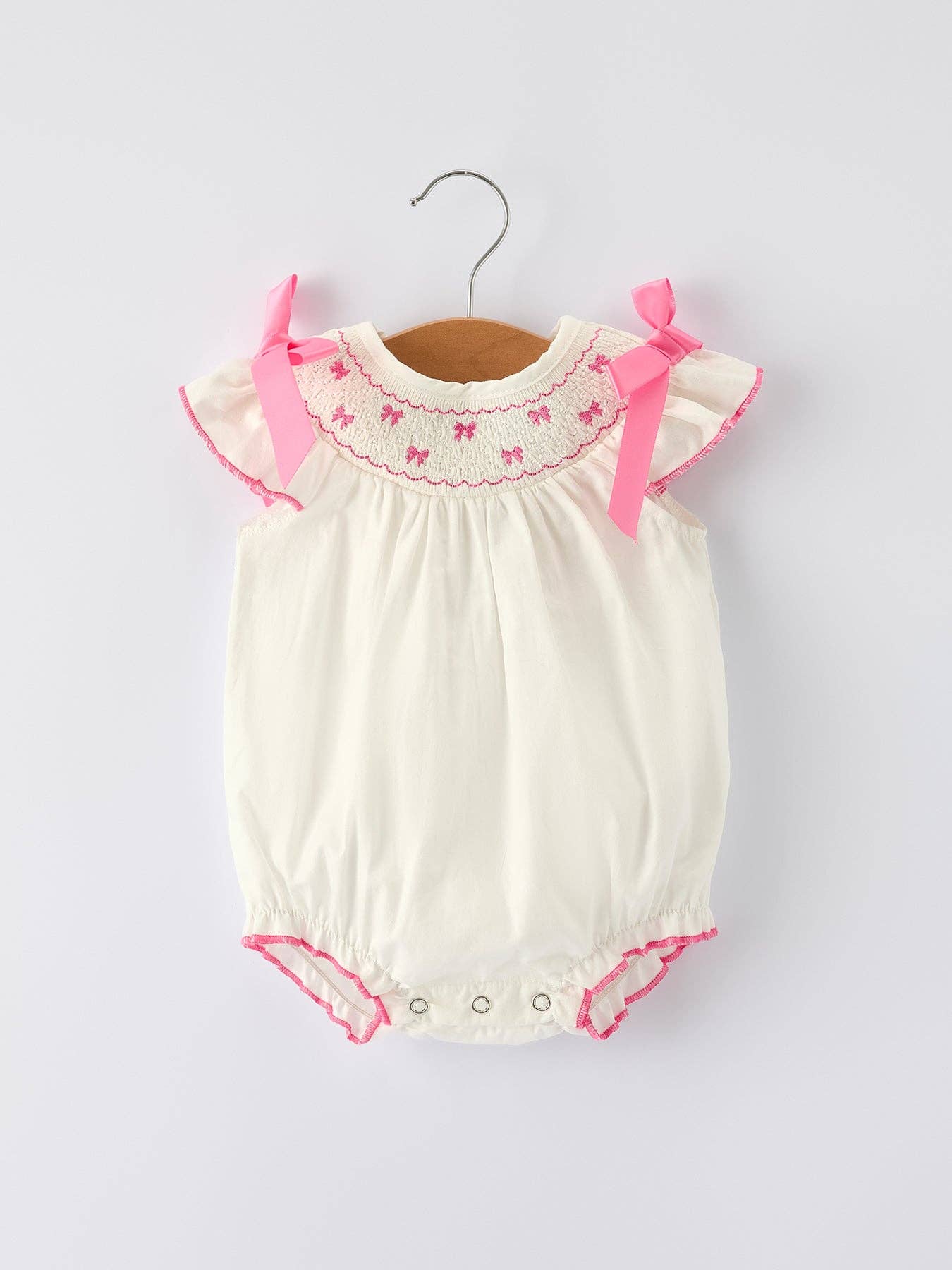 Fall Baby Girl Romper with Pink Bow