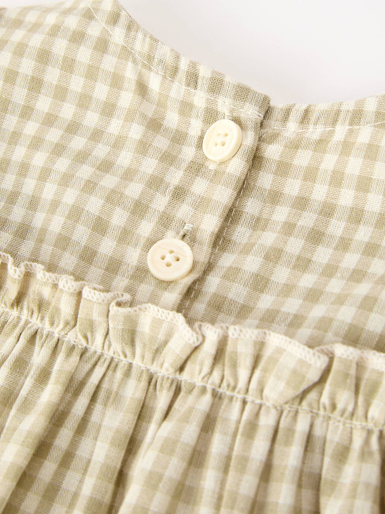 Gingham Baby Romper with Long Sleeve Puff Design — view 13