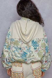 Cream Quilted Print Woven Jacket