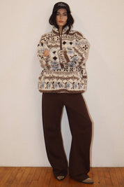 Cream Patterned Fleece Pullover in Need