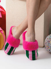 Pink Striped Slippers