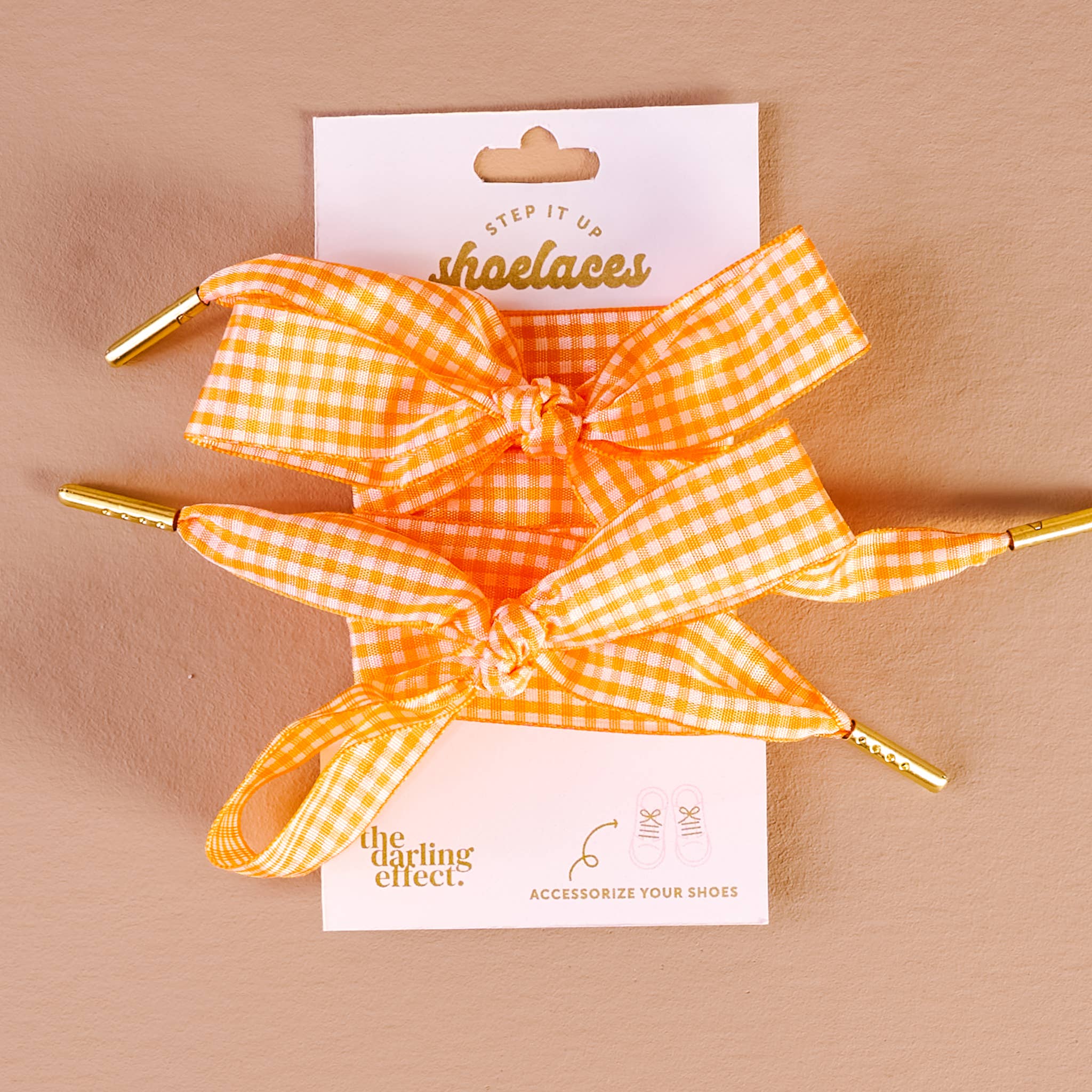 Step It Up Shoelaces-Gingham Orange