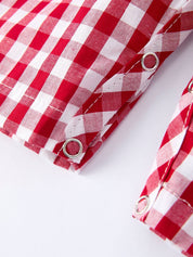 Valentine Red Plaid Boys Romper