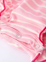 Strawberry Embroidery Pink Stripe Smocked Romper