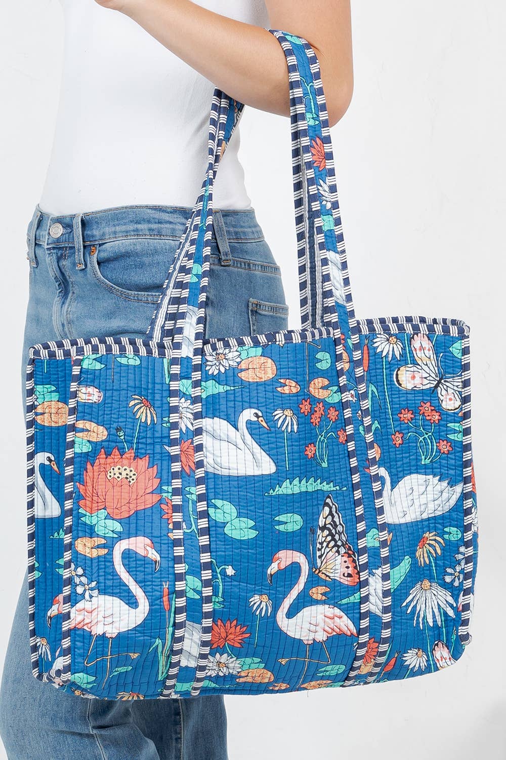 Blue Pond Quilted Tote Bag