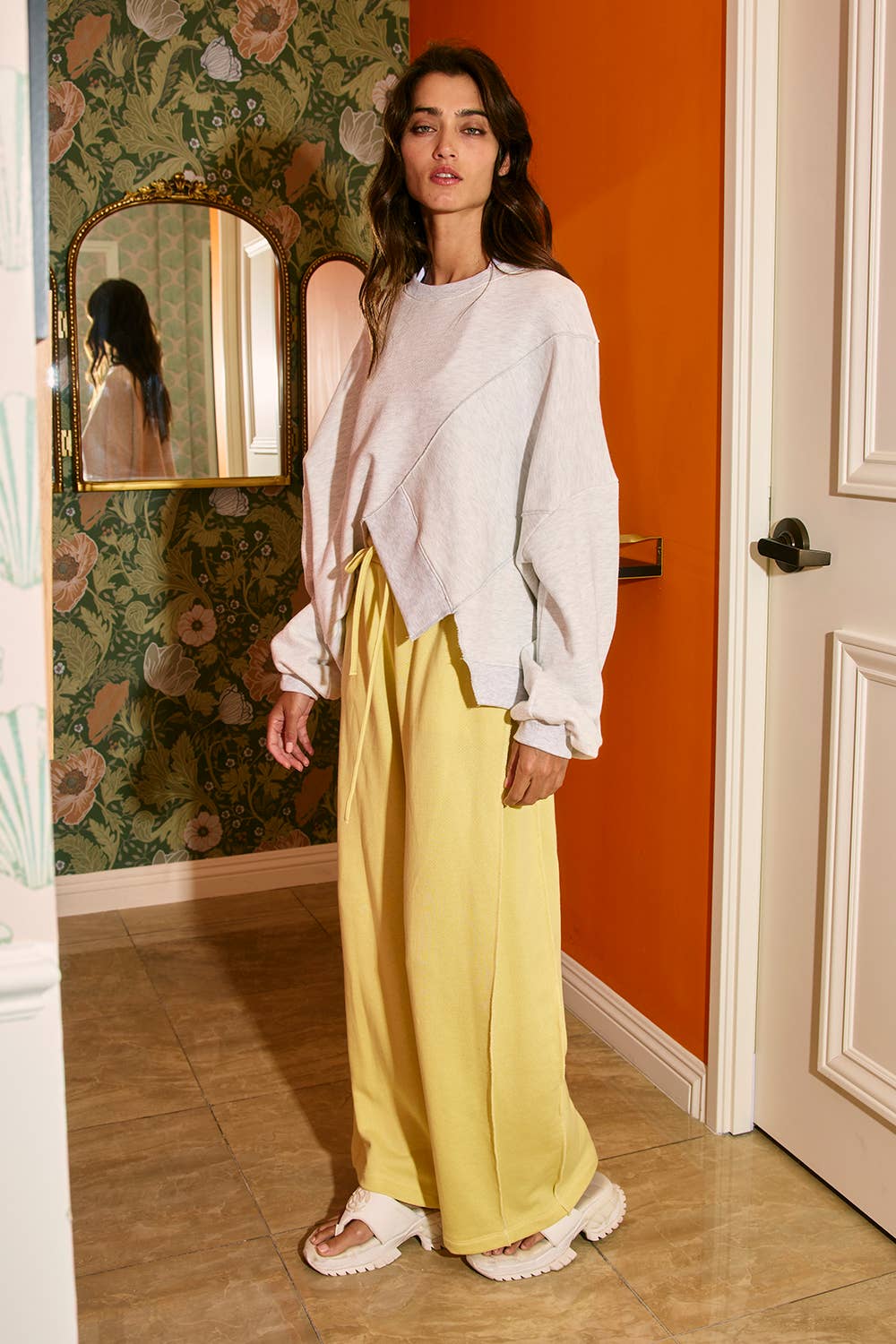 Yellow Drawstring Terry Sweatpants