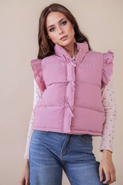 Pink Front Bow Puffer Vest
