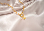 18K Gold Paperclip Rhinestone Charm Holder Necklace