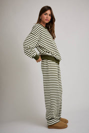 Ivory & Green Crewneck & Pants Set