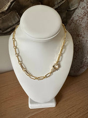 Pave Clasp Paperclip Necklace