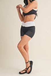 Polka Dot Print Ruched Biker Shorts
