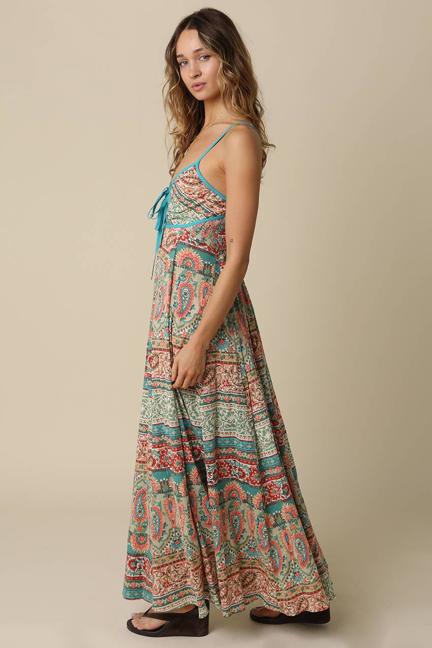 Andrea Contrast Printed Maxi Dress