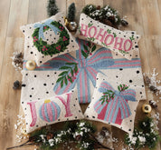 White Spotted Holiday Ho Ho Ho Hook Pillow