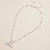 Chain Necklace with Butterfly, Pearl, & Clover Charms
