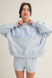 Blue "Salty" Mock Neck