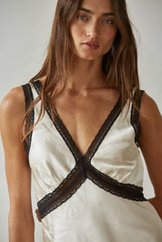 White Lace Trim Detail Sleeveless Top