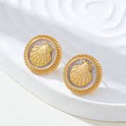 Shell Enamel Button Earrings