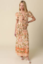 Orange Floral Maxi Skirt