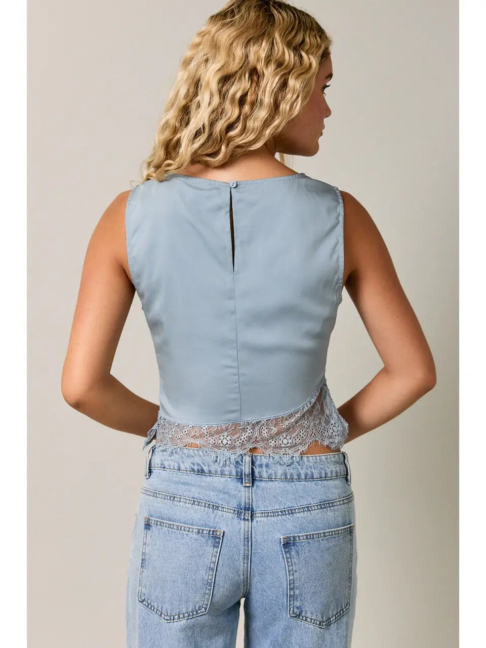 Blue Lace Sleeveless Top