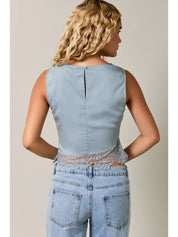 Blue Lace Sleeveless Top