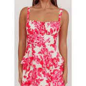 Pink Floral Tiered Maxi Dress