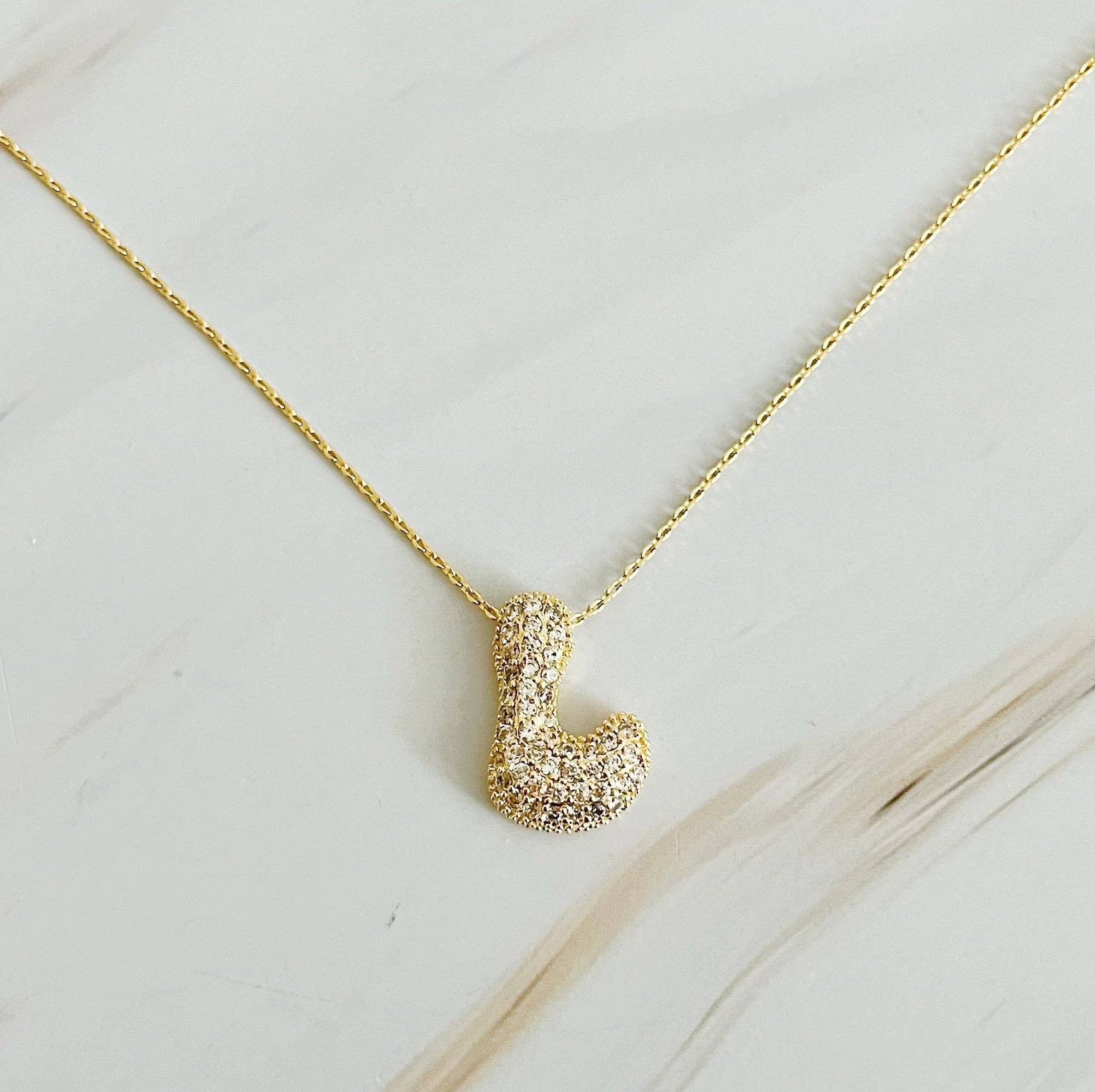 Crystal Bubble Initial Necklace: C at Ninety Nine Boutique, view 19