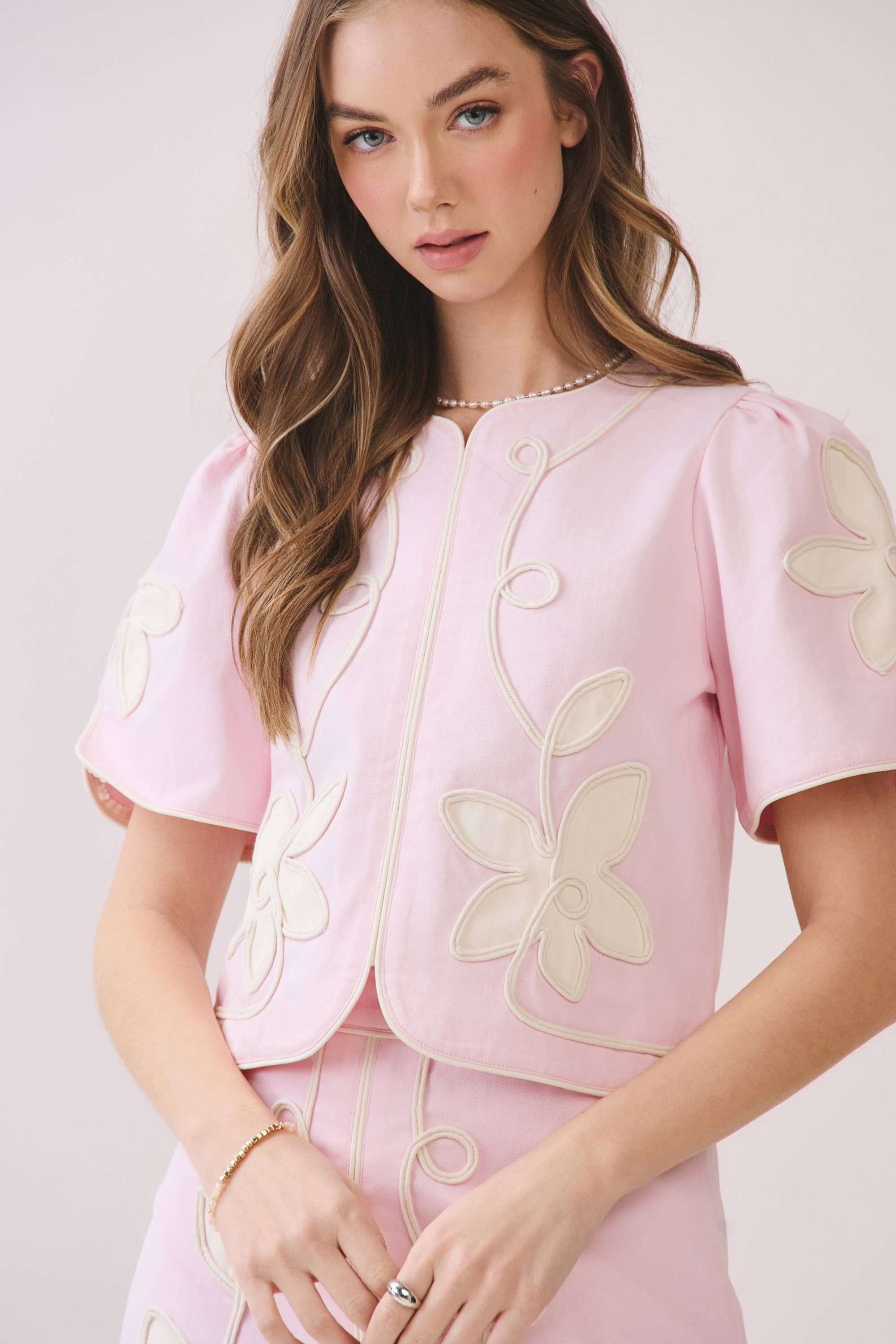 Pink Floral Puff Sleeve Top